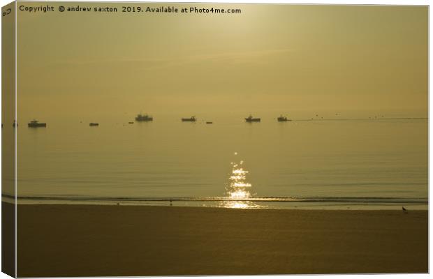 BOAT SUNRISE Canvas Print by andrew saxton