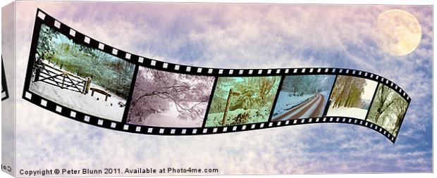 Coloured Winter Scene's on a Film Strip Canvas Print by Peter Blunn