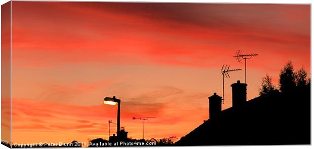 Urban sky @ dusk with Silhouettes Canvas Print by Peter Blunn