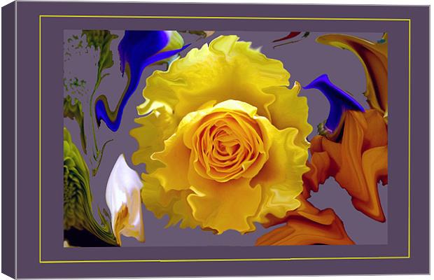 Abstract Rose on a Liquified Colourful B/G Canvas Print by Peter Blunn