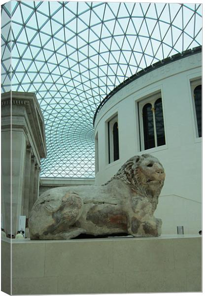 The British Museum and the Knidos Lion. Canvas Print by Tony Linney