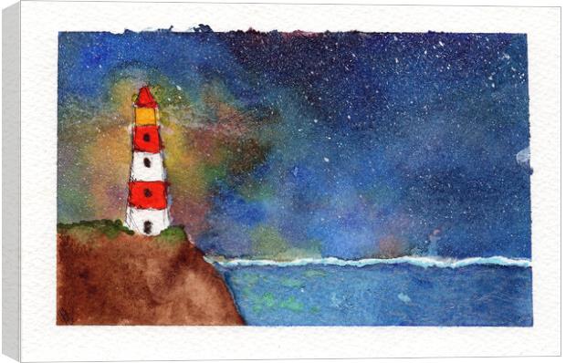 Original Art - Lighthouse by Maria Tzamtzi Canvas Print by Maria Tzamtzi Photography