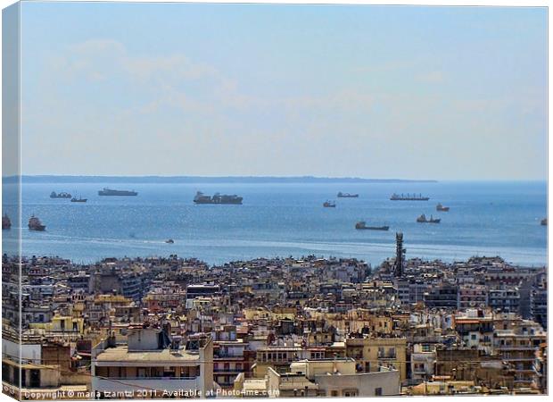 View from Ano Poli (Upper Town), Thessaloniki Canvas Print by Maria Tzamtzi Photography