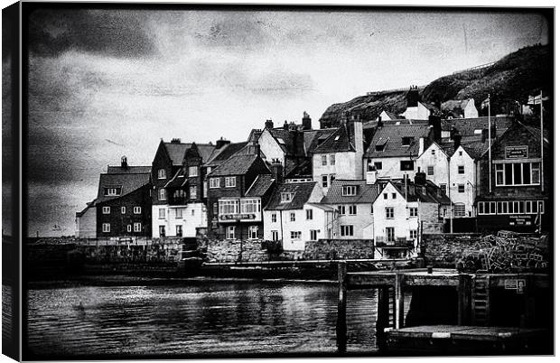 Retro Whitby b/w Canvas Print by Maria Tzamtzi Photography