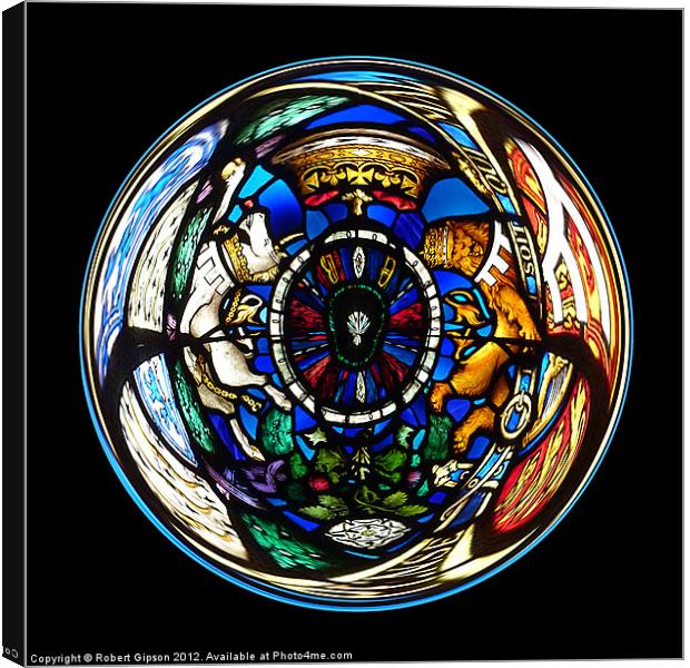 Spherical Stained glass on black Canvas Print by Robert Gipson