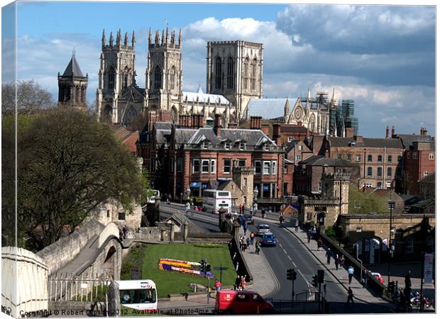 York Minster and roman walls. Canvas Print by Robert Gipson