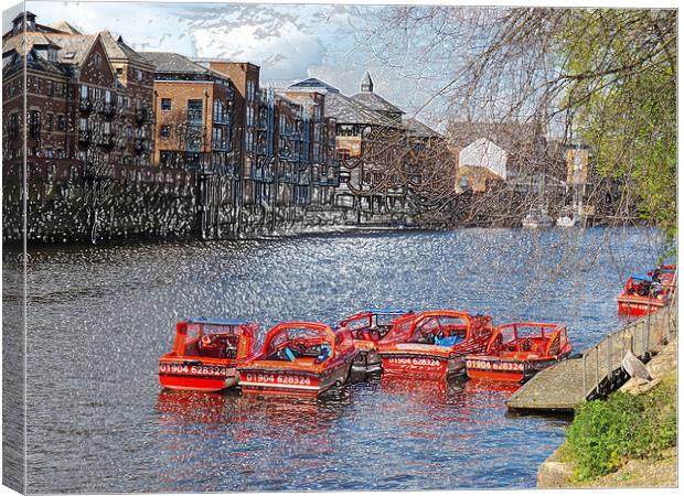 York pleasure in the river Ouse, boats in plastic  Canvas Print by Robert Gipson