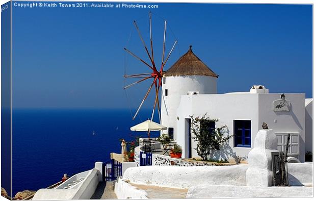 Oia Windmill, Santorini, Greece Canvas Print by Keith Towers Canvases & Prints