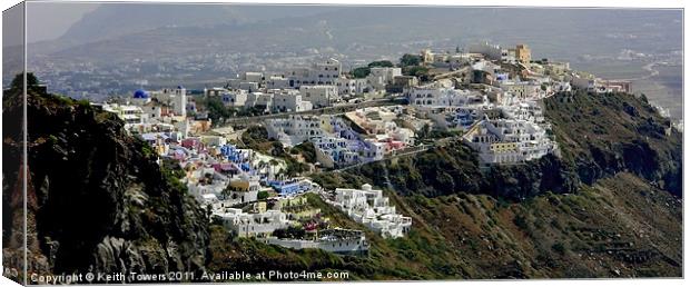 View over Fira, Santorini, Canvases & Prints Canvas Print by Keith Towers Canvases & Prints