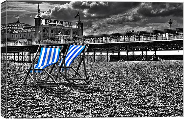 Deck chairs and pier Canvas Print by Andy Wager
