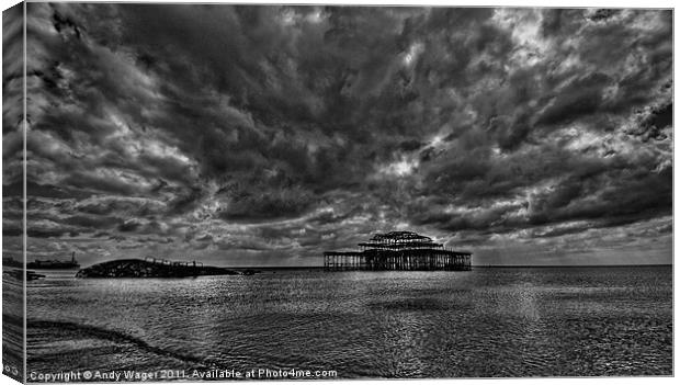 Storm over West Pier Canvas Print by Andy Wager