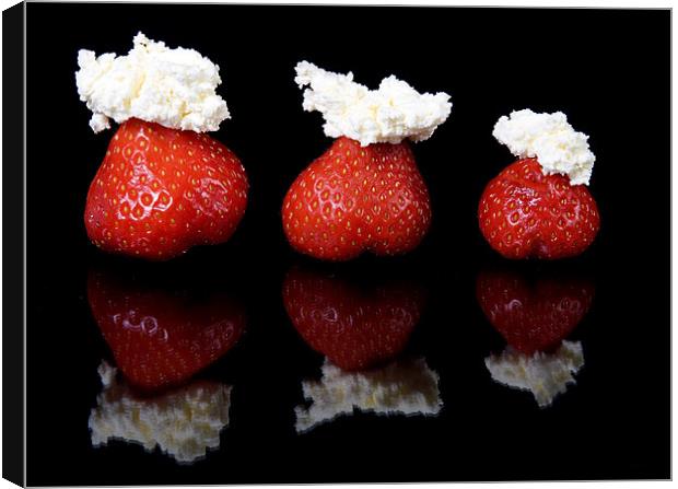 Strawberries and whipped cream Canvas Print by Andy Wager