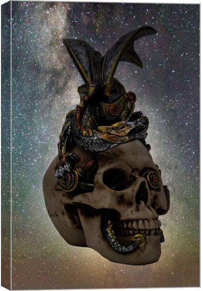 Steampunk Dragon Skull Canvas Print by Steve Purnell