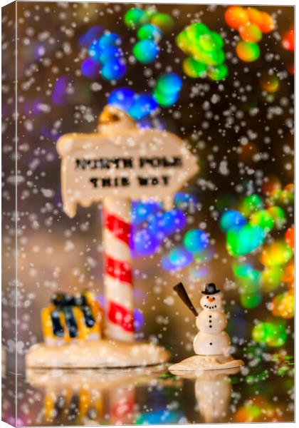 A Snowmans Journey to the North Pole Canvas Print by Steve Purnell