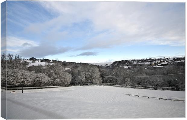 Snow over the Rhymney Valley Canvas Print by Steve Purnell