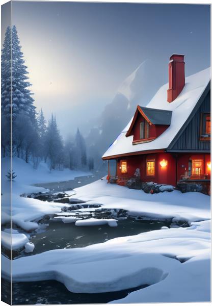 Winter Snow Scene 1 Canvas Print by Steve Purnell