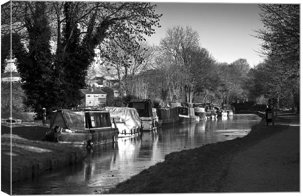 An Icy Morning On The Canal Canvas Print by Steve Purnell