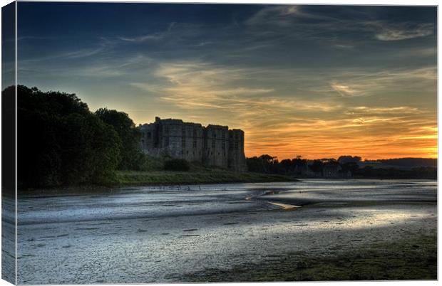 Carew Castle Pembrokeshire at Sunset Canvas Print by Steve Purnell