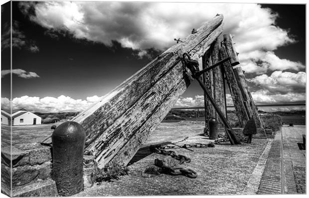 Anchor Sculpture in Monochrome Canvas Print by Steve Purnell
