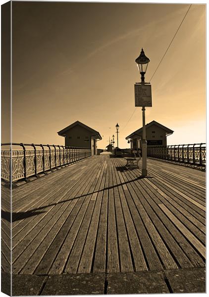 Penarth Pier in Sepia Canvas Print by Steve Purnell