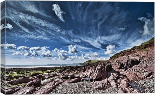Manorbier Beach Pembrokeshire Canvas Print by Steve Purnell