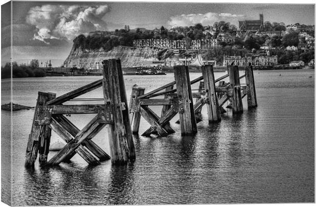 Cardiff Bay Old Jetty Mono Canvas Print by Steve Purnell
