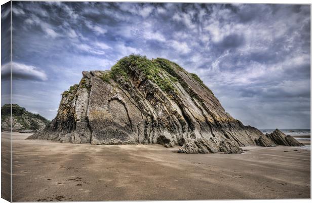 Goscar Rock Tenby Pembrokeshire Canvas Print by Steve Purnell