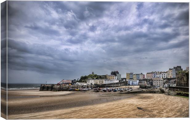 Tenby Harbour Low Tide Canvas Print by Steve Purnell