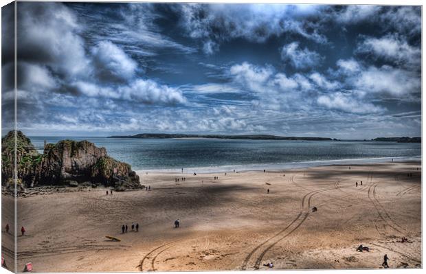 Caldey Island from Tenby Canvas Print by Steve Purnell