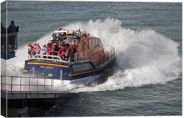 Lifeboat Launch Canvas Print by Steve Purnell