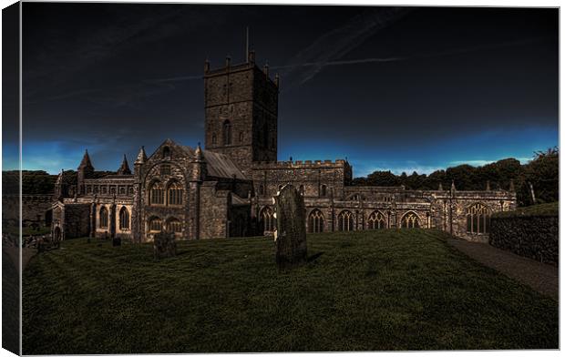 St Davids Cathedral Dusk Canvas Print by Steve Purnell