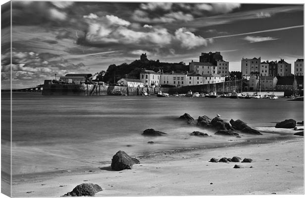 Tenby Harbour 4 Mono Canvas Print by Steve Purnell