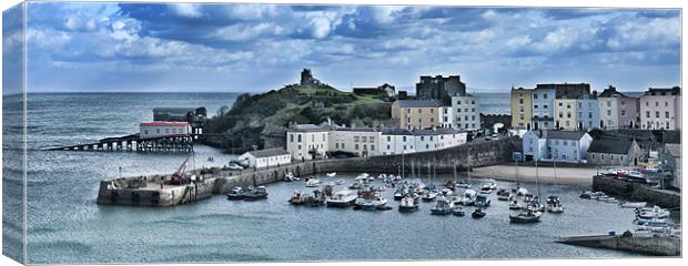 Tenby Panorama 1 Canvas Print by Steve Purnell