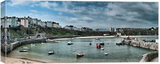 Tenby Panorama 2 Canvas Print by Steve Purnell