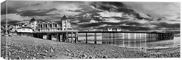 Penarth Pier Panorama Monochrome Canvas Print by Steve Purnell