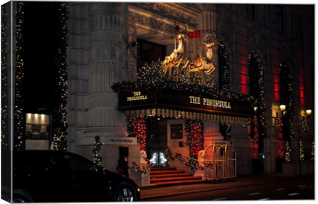 The Peninsula New York At Christmas Canvas Print by Steve Purnell