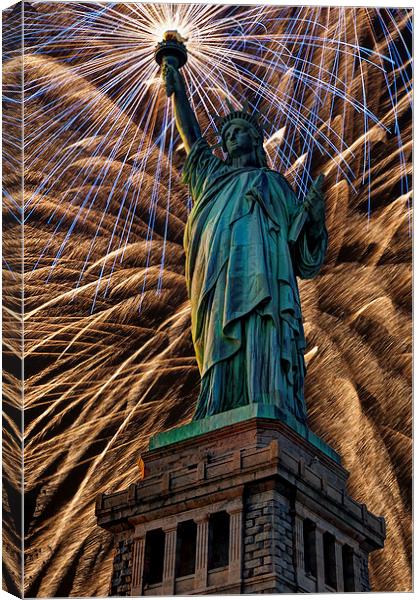Liberty Fireworks Canvas Print by Steve Purnell