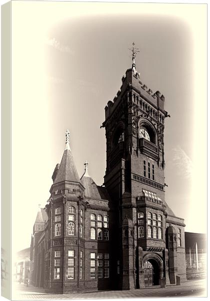 Pierhead Building Cardiff Mono Toned Canvas Print by Steve Purnell