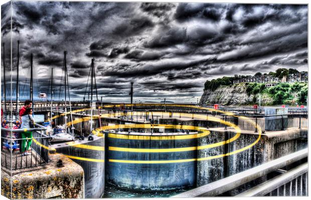 Concentric Circles Cardiff Bay Barrage Canvas Print by Steve Purnell