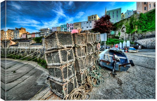 Tenby Lobster Traps Canvas Print by Steve Purnell