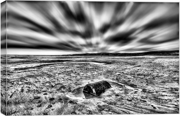 Freshwater West Drama Monochrome Canvas Print by Steve Purnell
