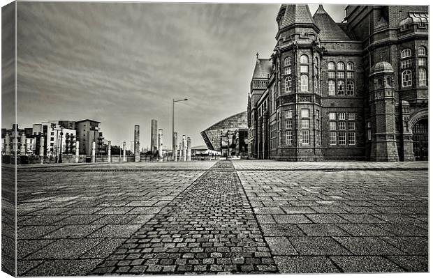 Cardiff Bay Mono Canvas Print by Steve Purnell