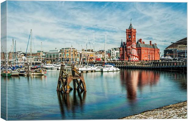 Cardiff Bay And The Pierhead Building Long Exposur Canvas Print by Steve Purnell