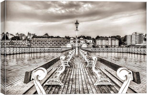Penarth Pier 5 Black and White Canvas Print by Steve Purnell