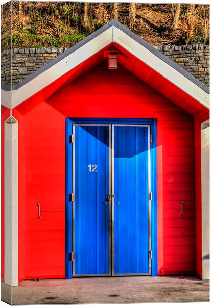 Beach Hut Number 12 Canvas Print by Steve Purnell