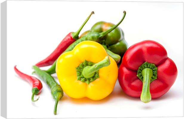 Mixed Peppers 2 Canvas Print by Steve Purnell