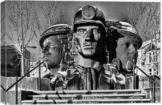 Miners In The Snow 2 Mono Canvas Print by Steve Purnell