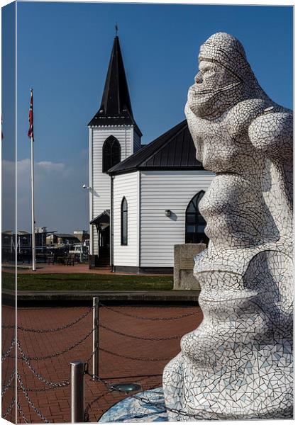 Scott Memorial And Norwegian Church Canvas Print by Steve Purnell