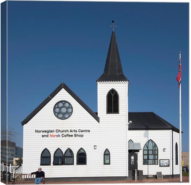 Norwegian Church Cardiff Bay Canvas Print by Steve Purnell