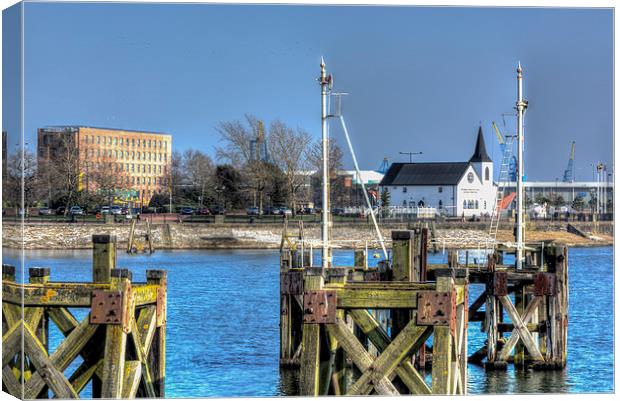 Norwegian Church Across The Bay Canvas Print by Steve Purnell